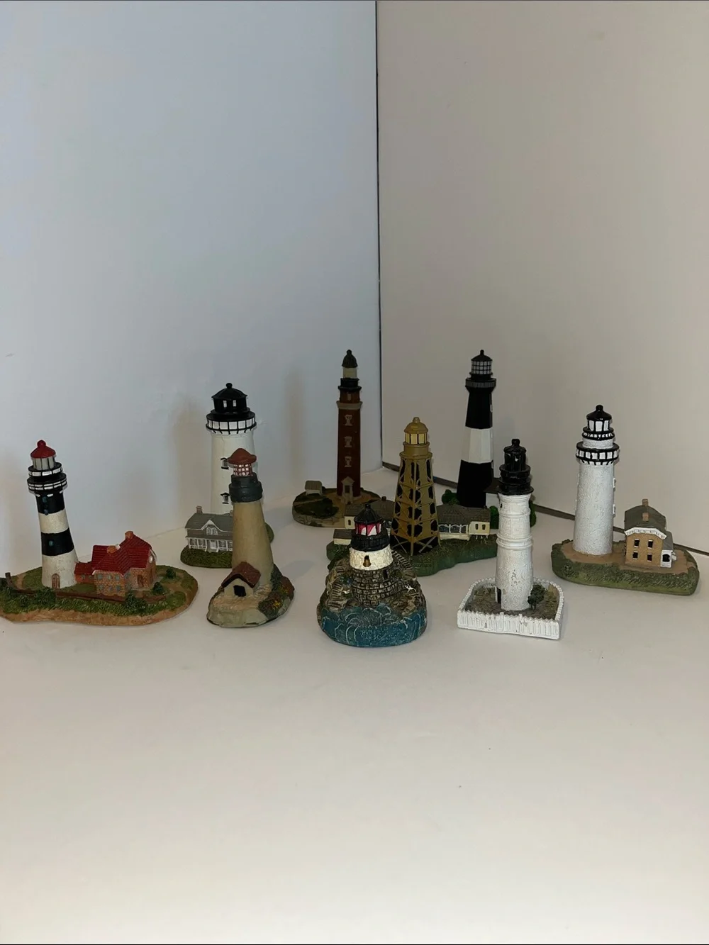 9 Assorted White and Black Lighthouse Decorative Accents - Unbranded